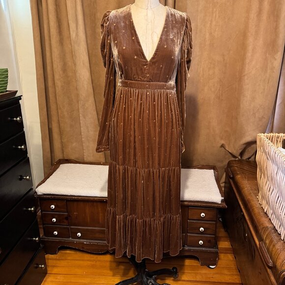 Ulla Johnson Silk Velvet Midi Dress - Picture 1 of 13